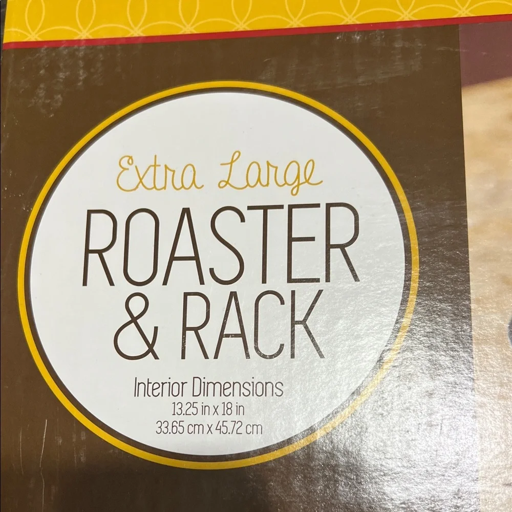 NWT Nordic Ware Roaster & Rack - Yellow Accent with Cream Box Art
